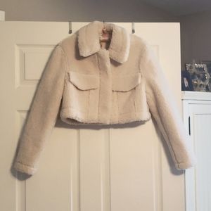 Zara Faux Shearling cropped jacket.